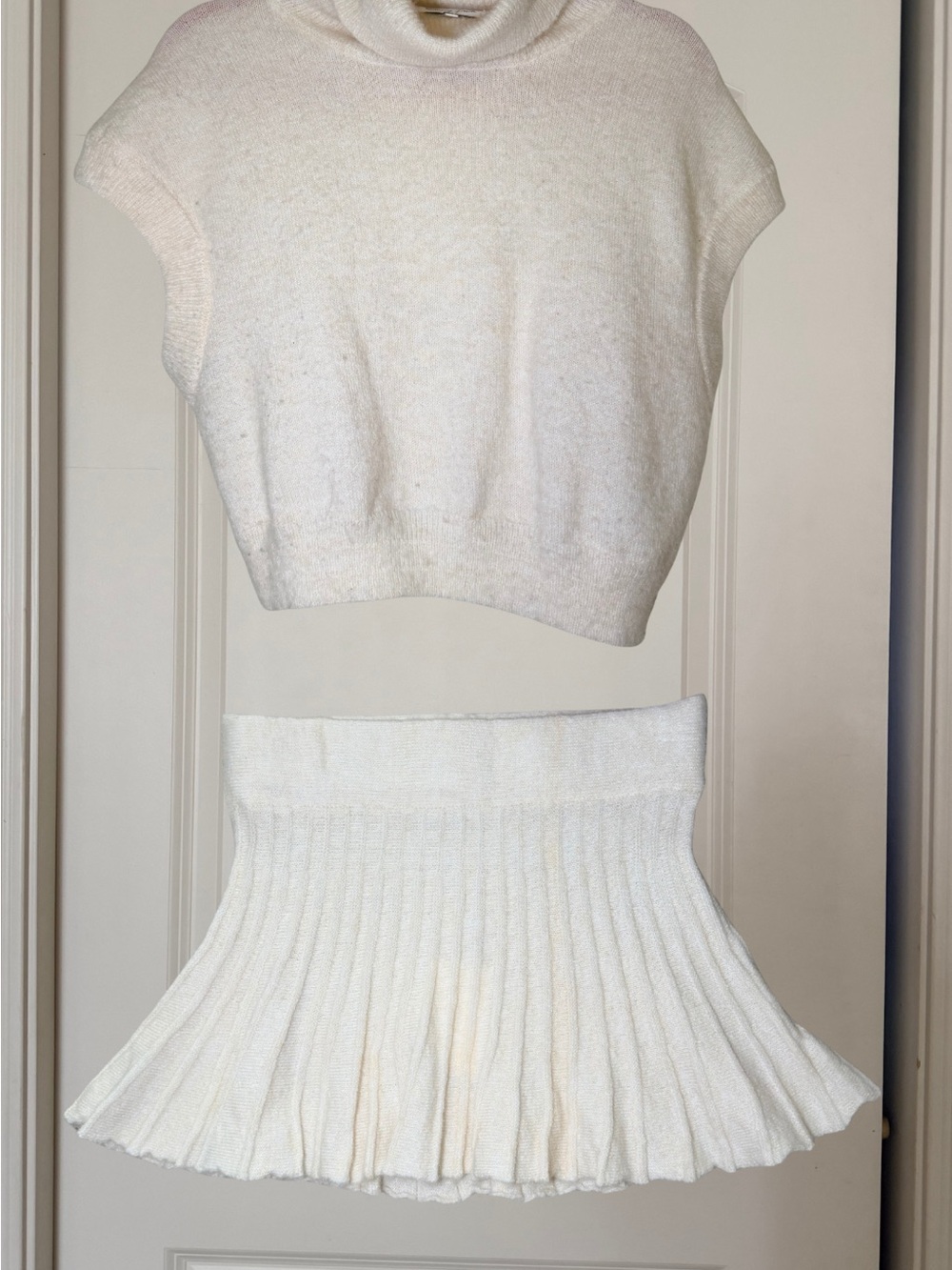 emory park Cream Knit Cowl Neck Sweater Set